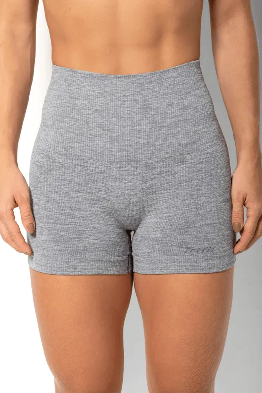 Short Adulto Feminina Cintura Alta Canelado Trifil Tamanho: G | Cor: Cinza Mescla