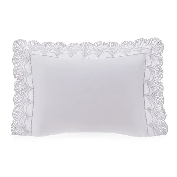 Fronha Padrão 100% Algodão Egípcio Palma Branco/Platino