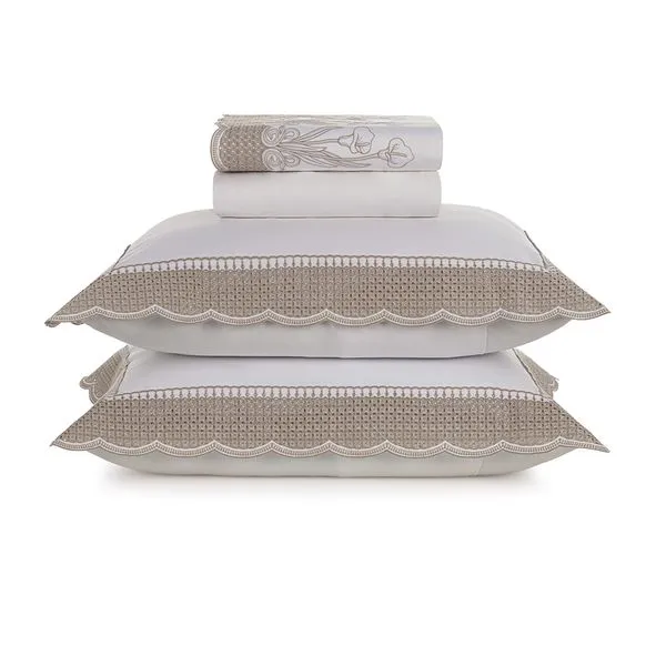Jogo de Cama Queen 300 Fios Martorana Branco/Legno
