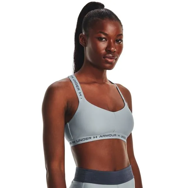 Top de Treino Feminino Under Armour Crossback Low G Cinza