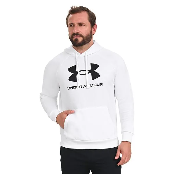 Blusa Manga Longa de Treino Masculina Under Armour Rival Fleece 2GG Branco