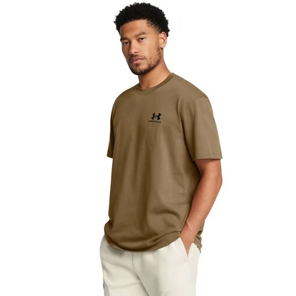 Camiseta de Treino Masculina Under Armour Logo Heavyweight SS P Marrom