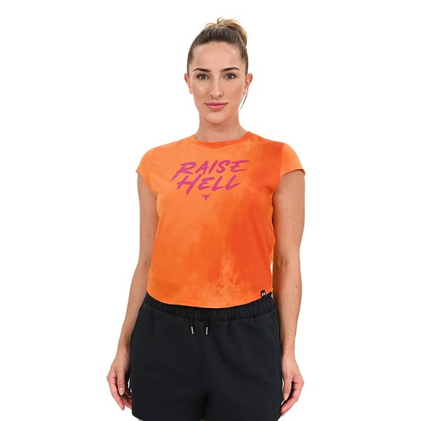 Cropped de Treino Feminino Under Armour Project Rock Underground GG Laranja