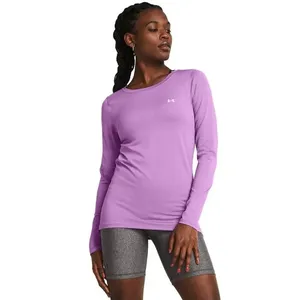 Camiseta Manga Longa de Treino Feminina Under Armour HeatGear G Roxo
