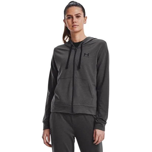 Moletom de Treino Feminina Under Armour Rival Terry FZ Hoodie 2GG Cinza