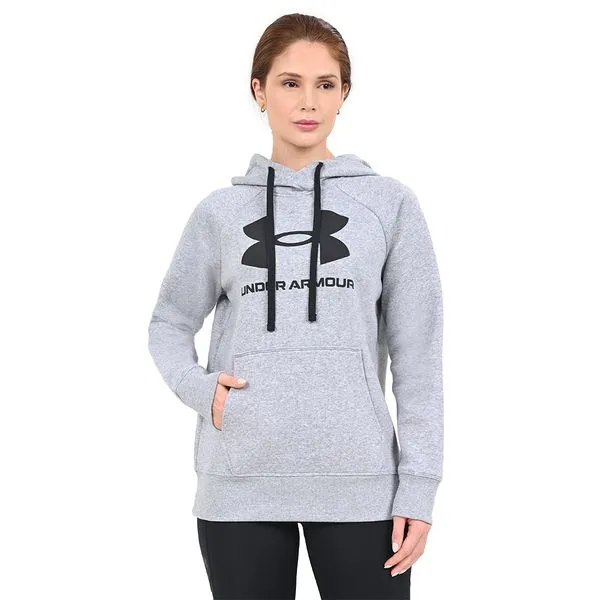 Moletom de Treino Feminino Under Armour Rival Fleece Logo Hoodie PP Cinza