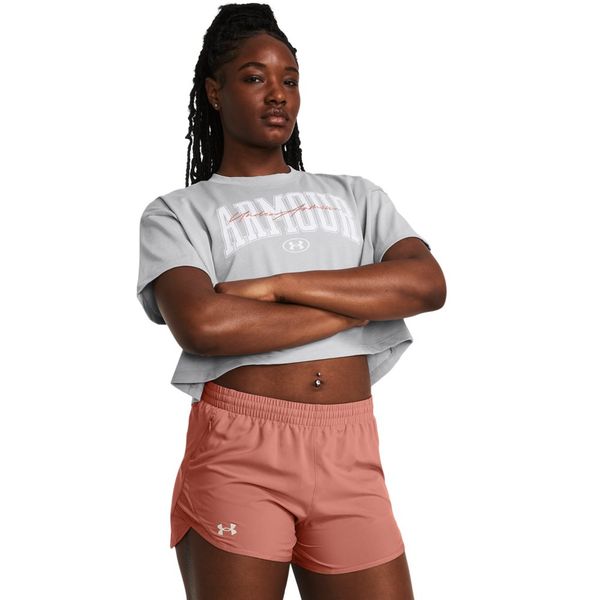 Cropped de Treino Feminino Under Armour Heivyweight Scripted Wordmark P Cinza