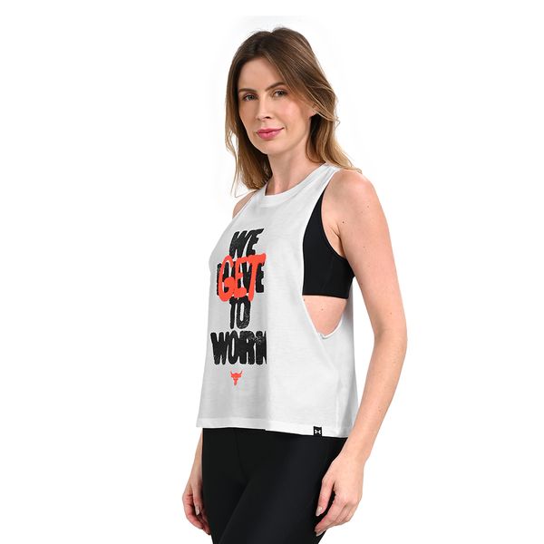 Regata de Treino Feminino Under Armour Project Rock Underground GG Branco