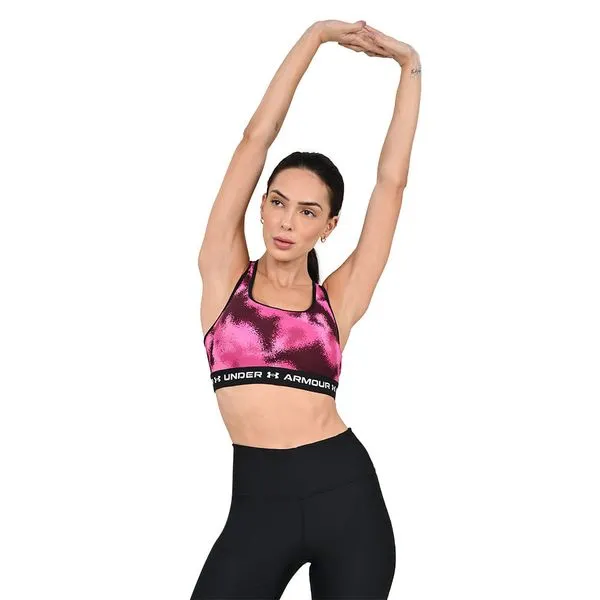 Top de Treino Feminino Under Armour Crossback Mid Print G Rosa