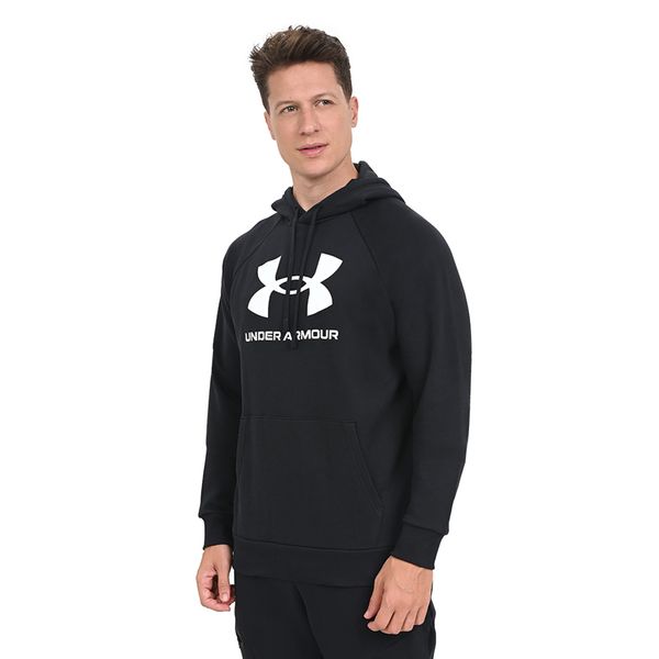 Blusa Masculina Under Armour Rival Fleece Hoodie Big Logo G Preto