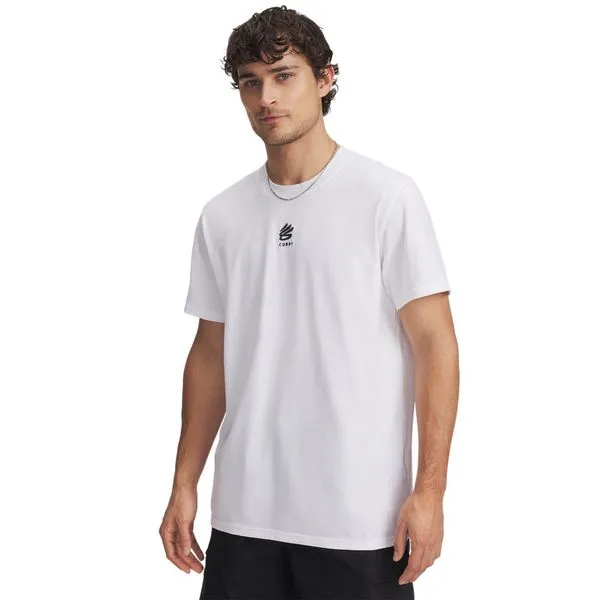 Camiseta de Basquete Under Armour Curry Heavyweight Masculina 2GG Branco