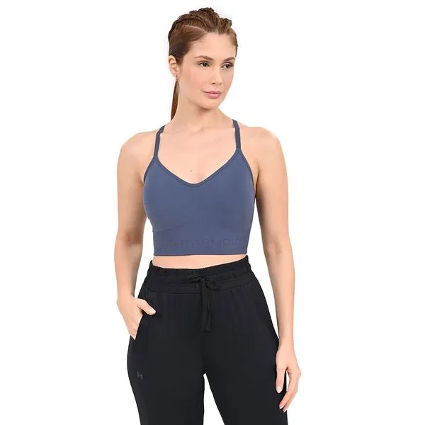 Top de Treino Feminino Under Armour Seamless Low GG Cinza