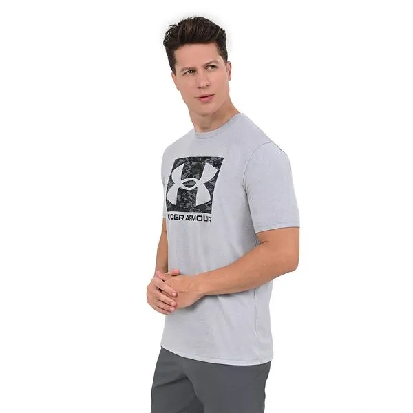 Camiseta de Treino Masculina Under Armour ABC Camo Boxed Logo GG Cinza