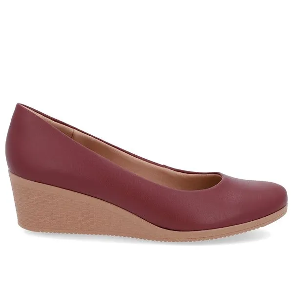 Scarpin Couro Vermelho Salto Anabela 33