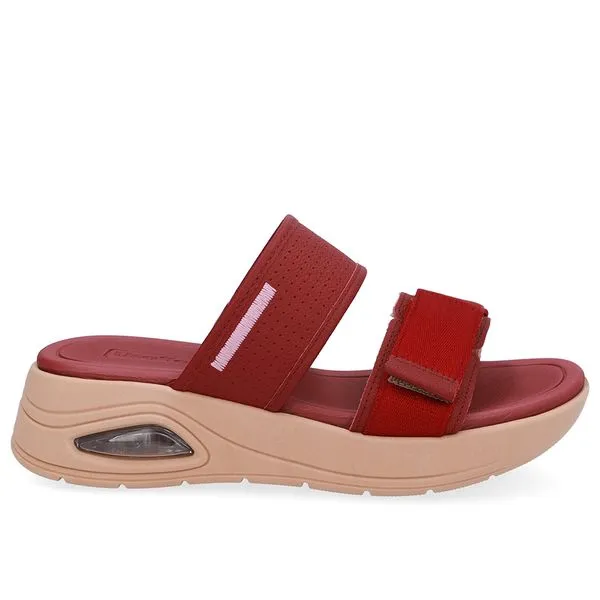 Tamanco Salto Plataforma Couro Vermelho Fecho-Flex 38