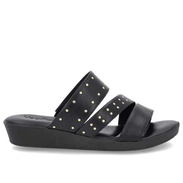 Tamanco Salto Plataforma Couro Preto Rebites 35
