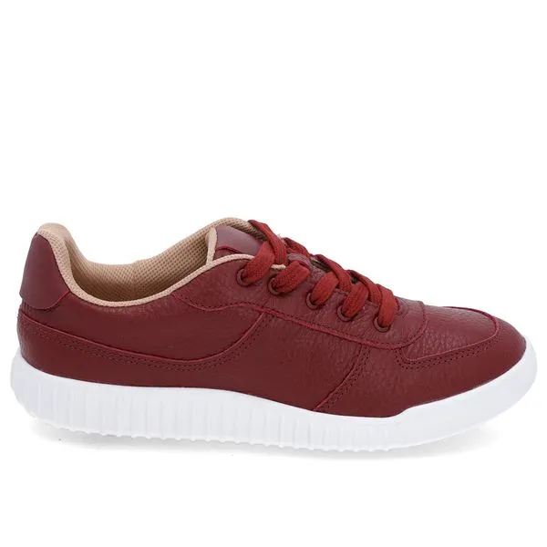 Tênis Casual Vermelho Couro Cadarço 38
