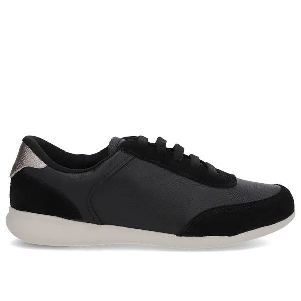 Tênis Preto Couro Detalhe Prata 40