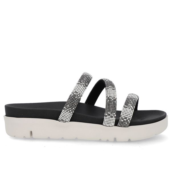 Tamanco Tiras Brilho Strass Preto 39