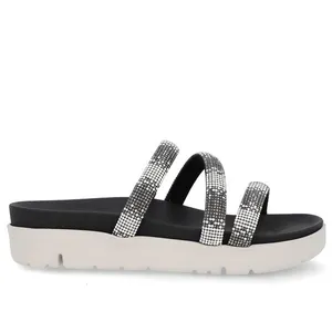 Tamanco Tiras Brilho Strass Preto 39
