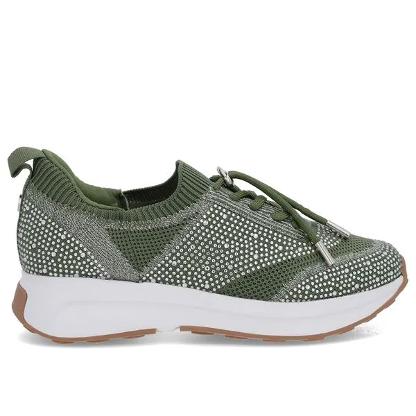 Tênis Cadarço Verde Tricot Strass 34