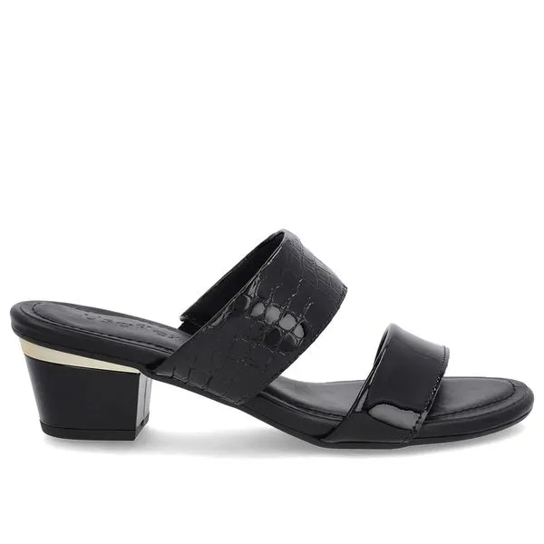 Tamanco Preto Verniz Croco Tiras 40