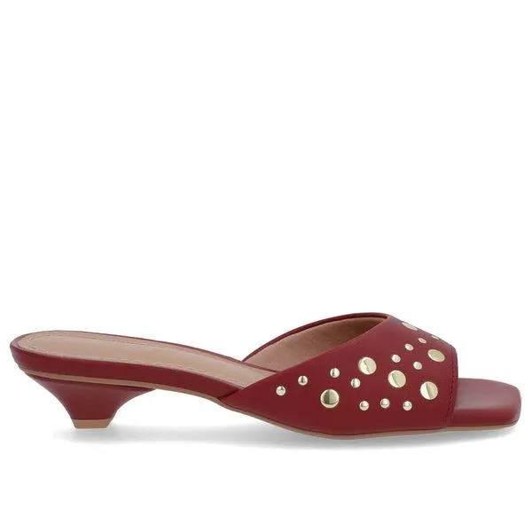 Tamanco Vermelho Couro Tachas 33