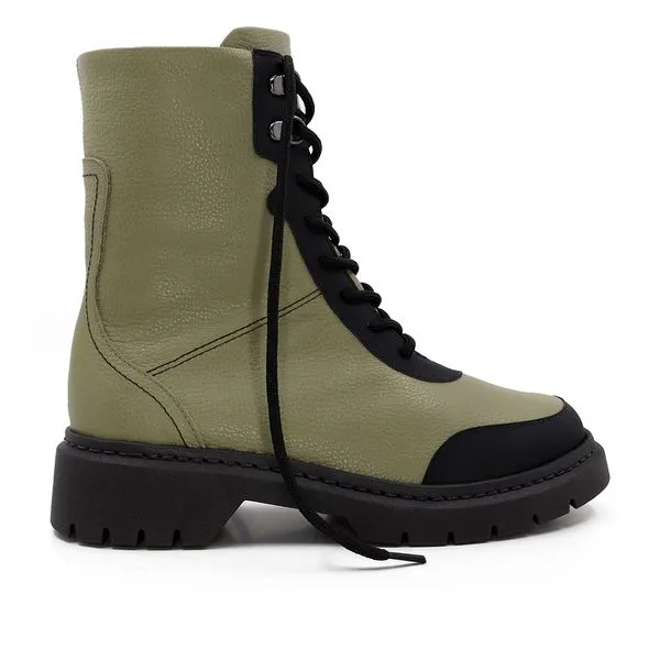 Bota Coturno Verde Militar Couro 35