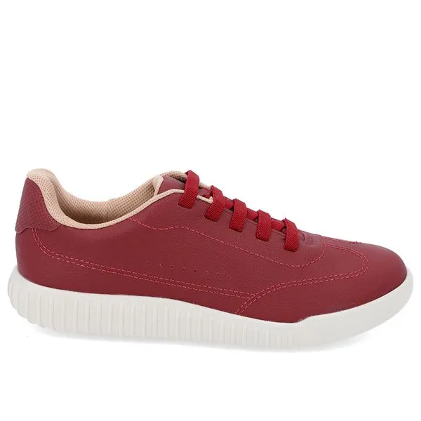 Tênis Casual Vermelho Couro Cadarço Elástico 38