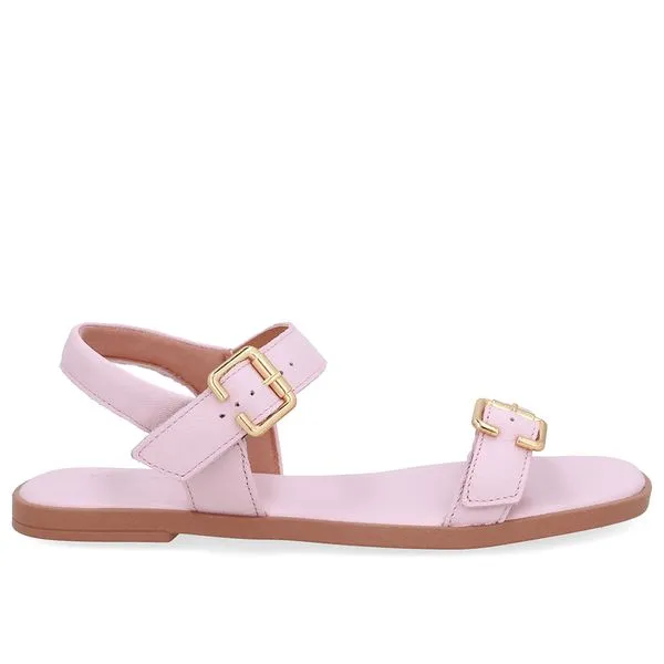 Sandália Couro Rosa Detalhe Fivela 35