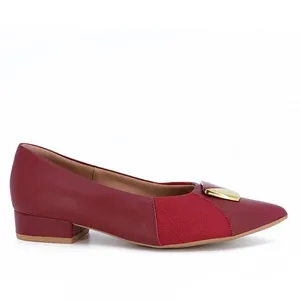 Scarpin Couro Vermelho Bico Fino 35