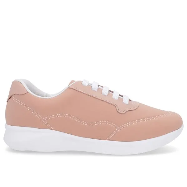 Tênis Casual Rosa Elastano Cadarço Elástico 39