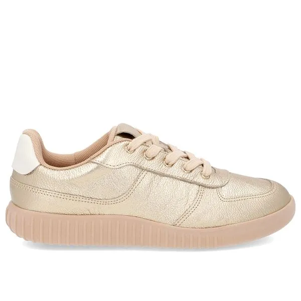 Tênis Casual Dourado Couro Cadarço 40