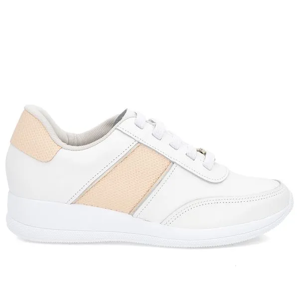 Tênis Branco Couro Detalhe Laranja 33
