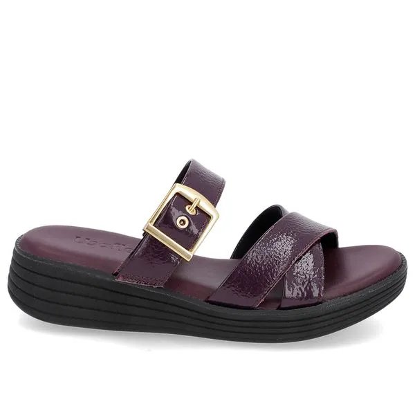 Tamanco Salto Plataforma Verniz Roxo Fivela 40