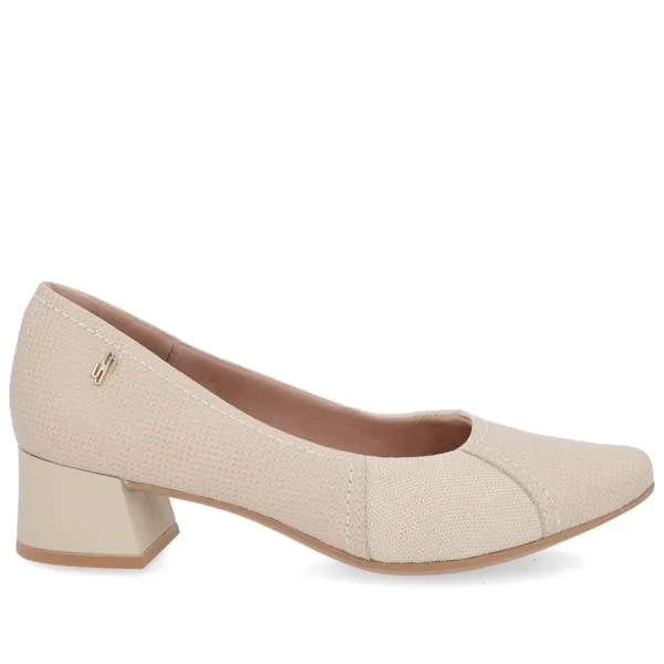 Scarpin Salto Bloco Bege Tecido 36