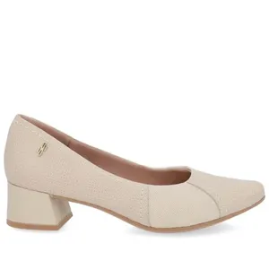 Scarpin Salto Bloco Bege Tecido 36