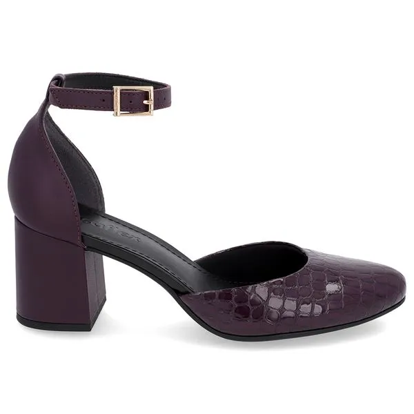 Sapato Boneca Salto Bloco Verniz Roxo 37