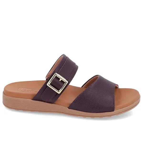 Slide Roxo Couro Plataforma Fivela 34