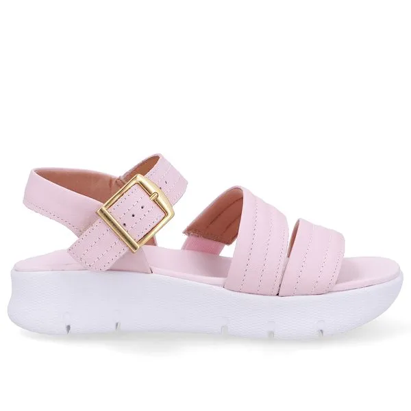 Sandália Tiras Couro Rosa Linha Enfeite 36