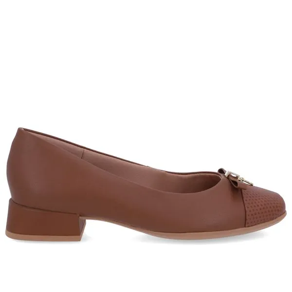 Scarpin Couro Marrom Salto Bloco Bico Escama 39