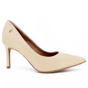 Scarpin Bico Fino Couro Bege 39