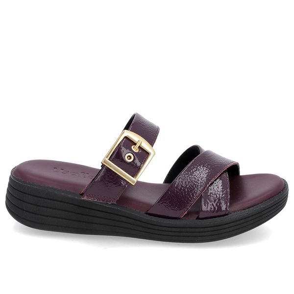 Tamanco Salto Plataforma Verniz Roxo Fivela 35