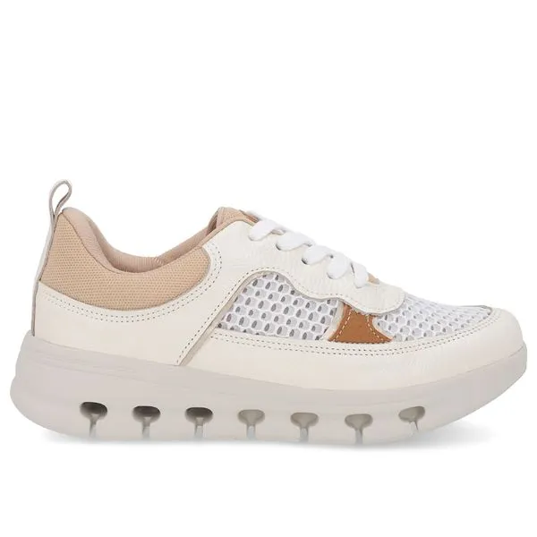 Tênis Casual Off-White Couro Detalhe Tecido 39