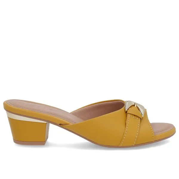 Tamanco Amarelo Couro Enfeite 37