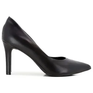 Scarpin Preto Salto Alto Couro Bico Fino 37
