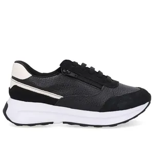 Tênis Couro Preto Zíper Lateral 37