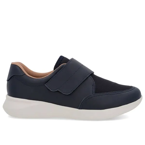 Tênis Casual Azul Couro Detalhe Elastano 34