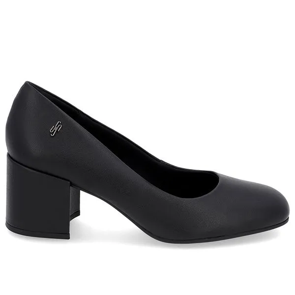 Scarpin Básico Couro Preto Bico Quadrado 36