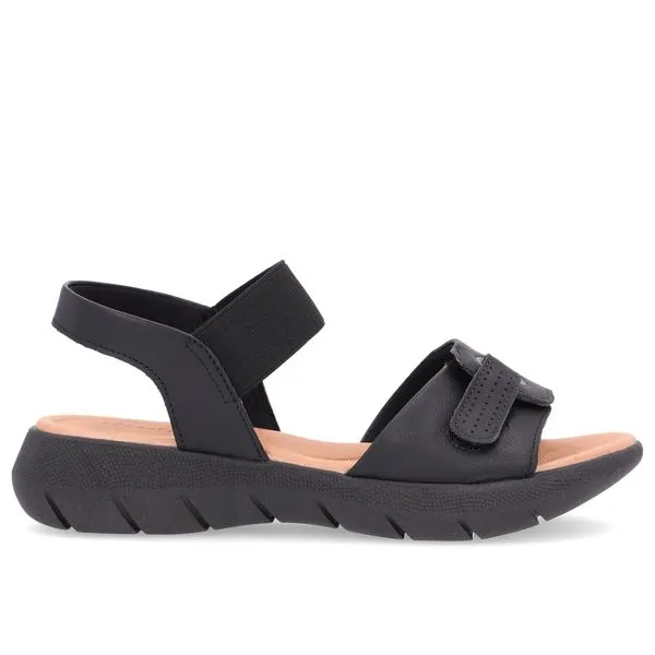 Sandália Salto Plataforma Couro Preto Ajuste Fecho-Flex 39